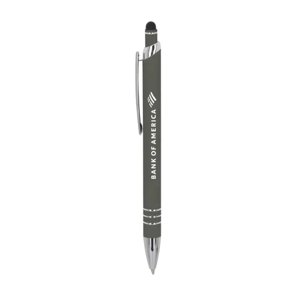 Recycled aluminum ballpoint pen with plunger action, silver trim accents, black... from ASI 88060 Snugz/USA Inc