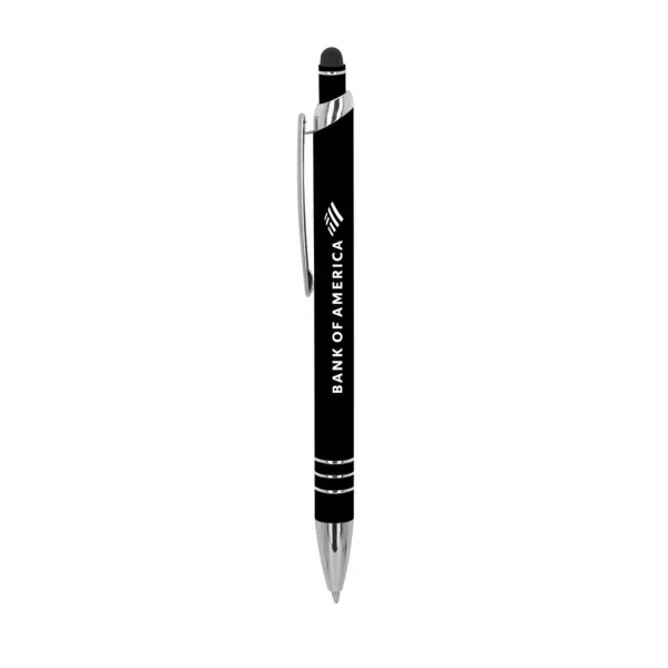 Recycled aluminum ballpoint pen with plunger action, silver trim accents, black... from ASI 88060 Snugz/USA Inc