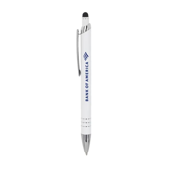Recycled aluminum ballpoint pen with plunger action, silver trim accents, black... from ASI 88060 Snugz/USA Inc