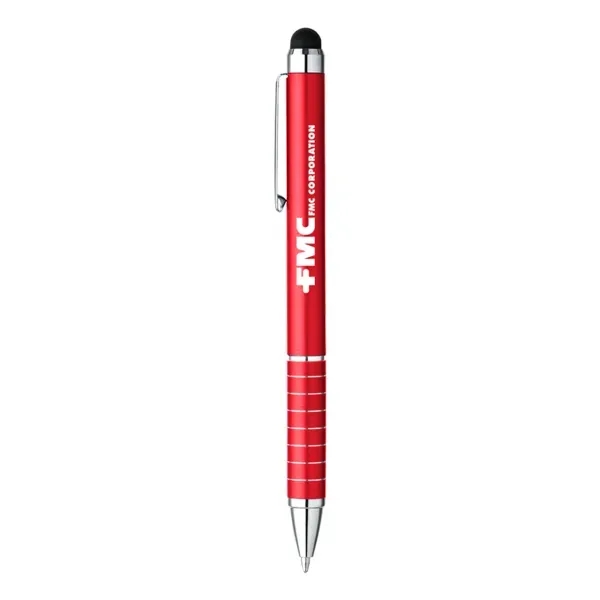 Aluminum twist-action ballpoint stylus pen with black ink, metallic coloring, and... from ASI 88060 Snugz/USA Inc / Sweda®