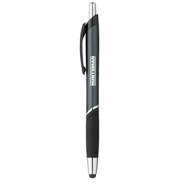 Click-action ballpoint pen with a stylus, blue ink, rubber grip, metallic... from ASI 88060 Snugz/USA Inc / Sweda®