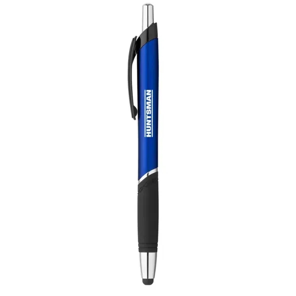 Click-action ballpoint pen with a stylus, blue ink, rubber grip, metallic... from ASI 88060 Snugz/USA Inc / Sweda®