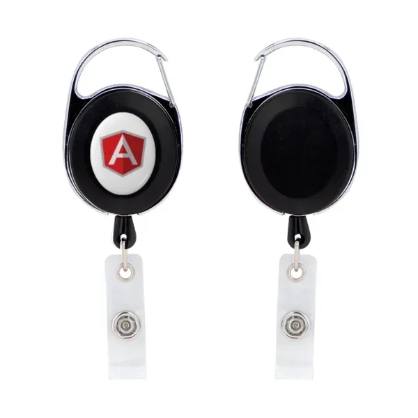 Oval shaped retractable badge reel with carabiner and full color dome... from ASI 88060 Snugz/USA Inc / SnugZ USA®
