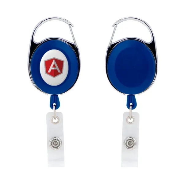 Oval shaped retractable badge reel with carabiner and full color dome... from ASI 88060 Snugz/USA Inc / SnugZ USA®