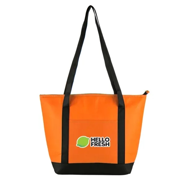 Foil-lined cooler bag with black contrast handles, top zip access and... from ASI 88060 Snugz/USA Inc / Sweda®