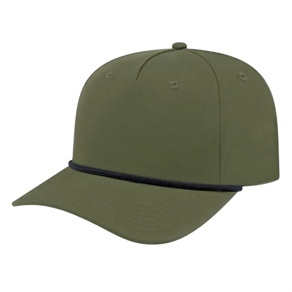 Medium profile five panel structured cap with a modified flat visor... from ASI 43792 Cap America Inc