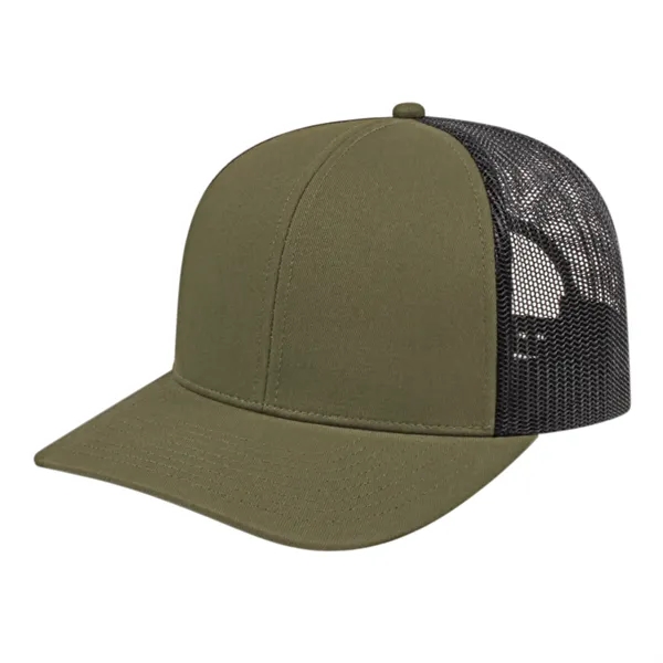Medium profile six panel structured polyester and cotton blend cap with... from ASI 43792 Cap America Inc