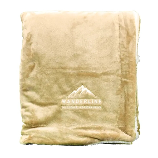 Soft Plush Blanket with Pillowy Soft Sherpa Underside. 50in x 60".... from ASI 79750 Pro Towels / Palmetto Blanket Company