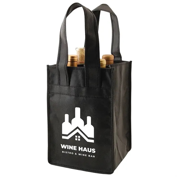 7" x 11" x 7" 4-bottle non-woven polypropylene wine tote with... from ASI 75731 PWS / Pacific Western Sales/Cater Line