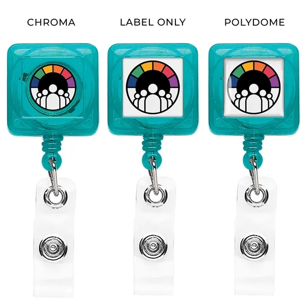 Sqaure retractable badge reel in translucent colors with belt clip back... from ASI 49470 DEVARA