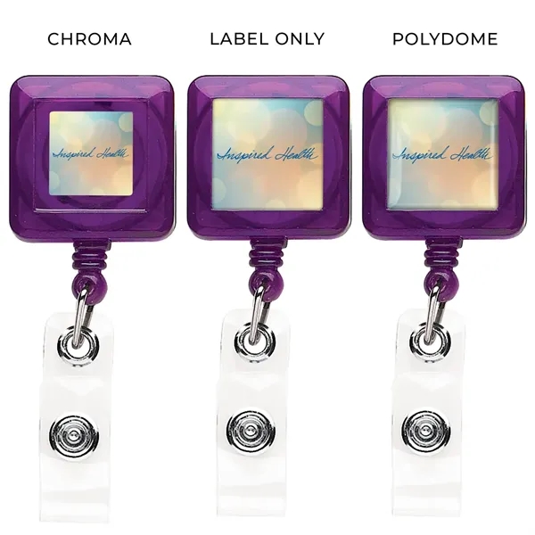 Sqaure retractable badge reel in translucent colors with belt clip back... from ASI 49470 DEVARA