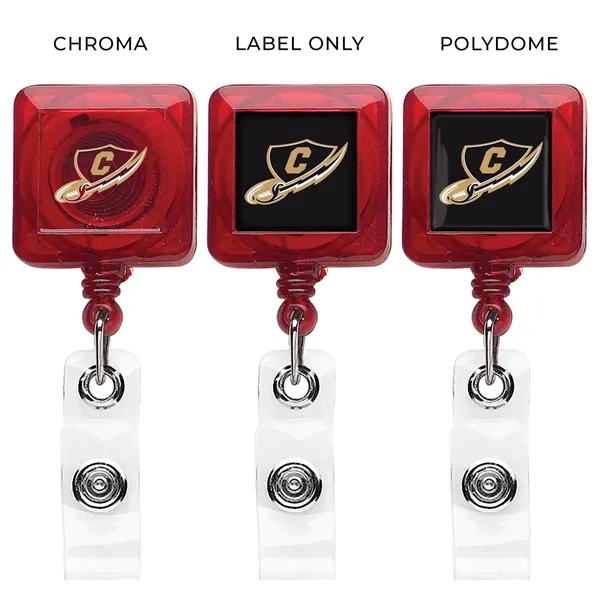 Sqaure retractable badge reel in translucent colors with belt clip back... from ASI 49470 DEVARA
