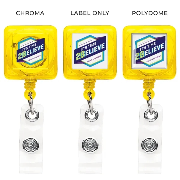 Sqaure retractable badge reel in translucent colors with belt clip back... from ASI 49470 DEVARA