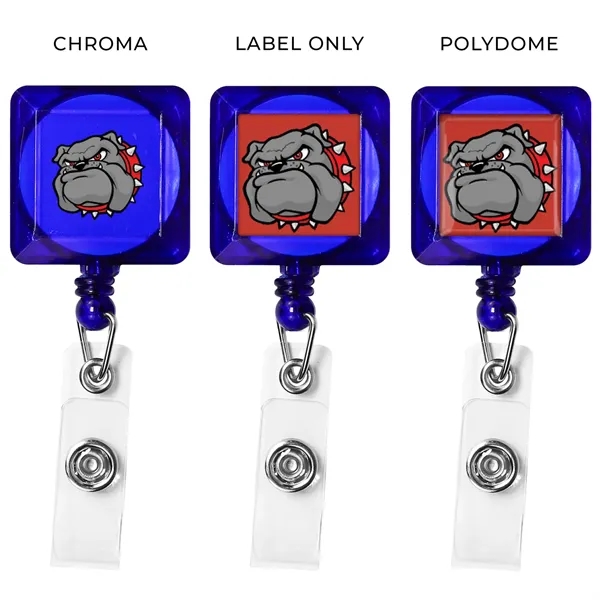 Square retractable badge reel in translucent colors with belt clip back... from ASI 49470 DEVARA