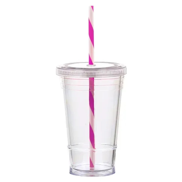 16 ounce double wall insulated tumbler with lid and striped straw.... from ASI 57800 Gordon Sinclair / Gordon Sinclair®