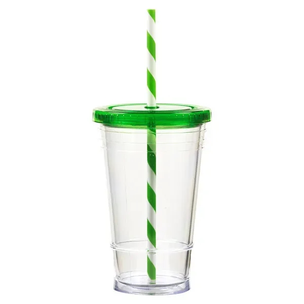 16 ounce double wall insulated tumbler with lid and striped straw.... from ASI 57800 Gordon Sinclair / Gordon Sinclair®