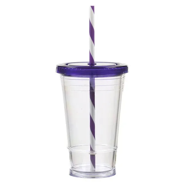 16 ounce double wall insulated tumbler with lid and striped straw.... from ASI 57800 Gordon Sinclair / Gordon Sinclair®