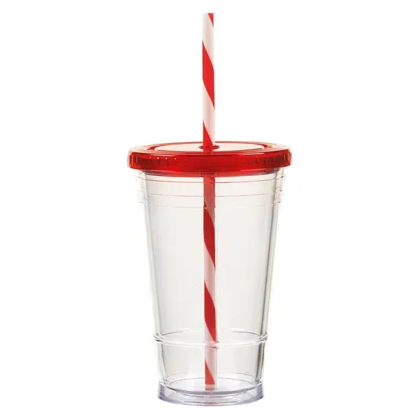 16 ounce double wall insulated tumbler with lid and striped straw.... from ASI 57800 Gordon Sinclair / Gordon Sinclair®