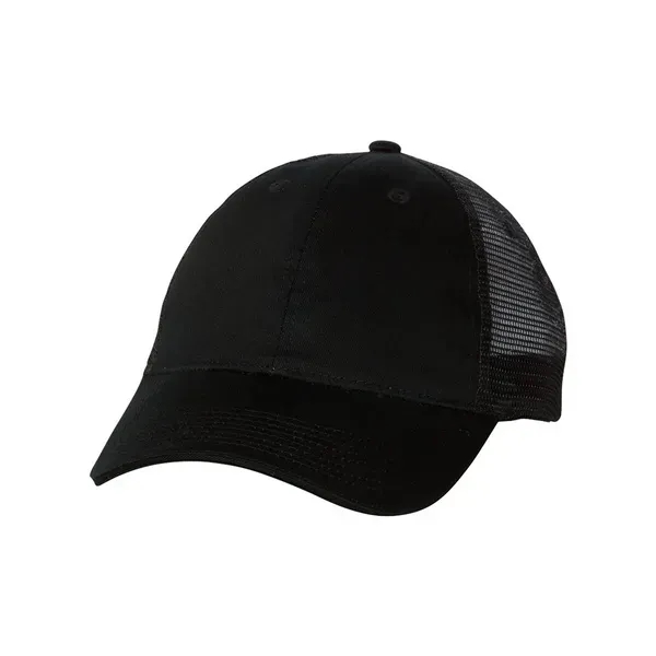 Structured, six-panel, mid-profile trucker cap with 100% cotton twill front, 100%... from ASI 88060 Snugz/USA Inc / Sweda®