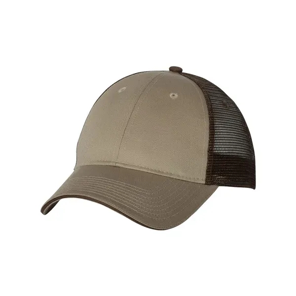 Structured, six-panel, mid-profile trucker cap with 100% cotton twill front, 100%... from ASI 88060 Snugz/USA Inc / Sweda®