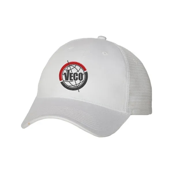 Structured, six-panel, mid-profile trucker cap with 100% cotton twill front, 100%... from ASI 88060 Snugz/USA Inc / Sweda®