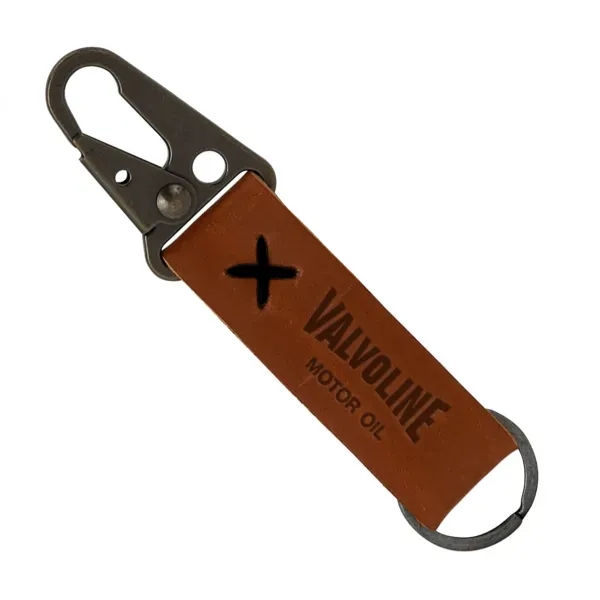 Leather keychain with an antique nickel carabiner and split ring.... from ASI 88060 Snugz/USA Inc / SnugZ USA®