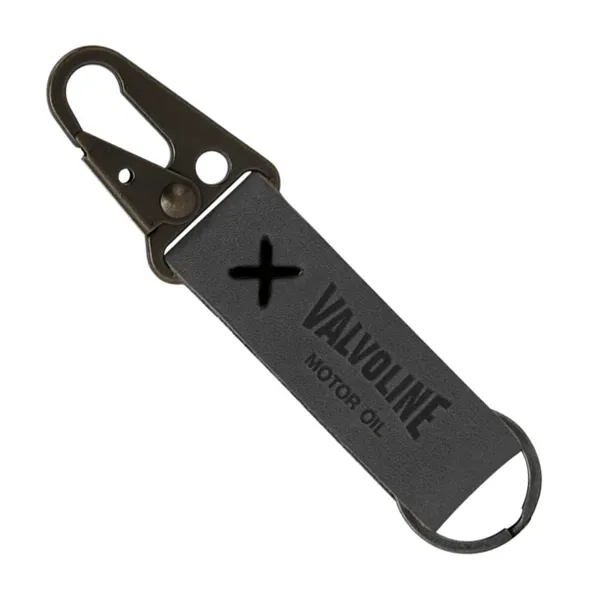 Leather keychain with an antique nickel carabiner and split ring.... from ASI 88060 Snugz/USA Inc / SnugZ USA®