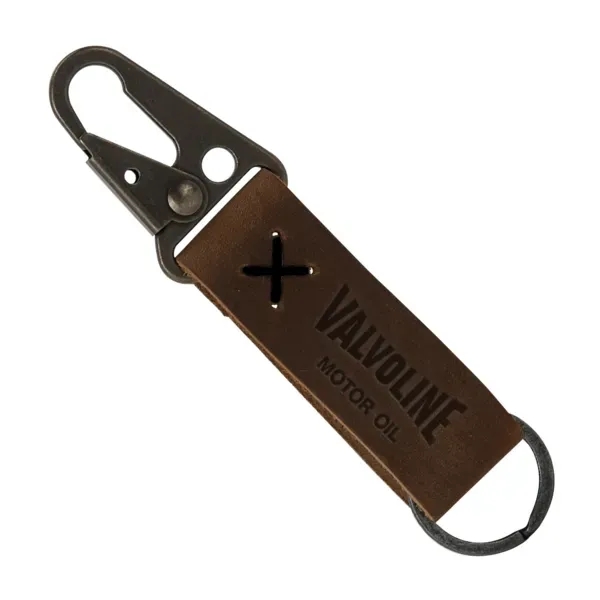 Leather keychain with an antique nickel carabiner and split ring.... from ASI 88060 Snugz/USA Inc / SnugZ USA®