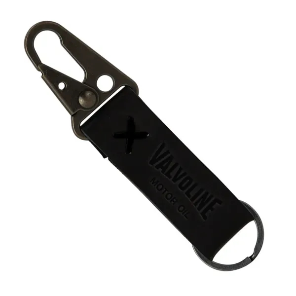 Leather keychain with an antique nickel carabiner and split ring.... from ASI 88060 Snugz/USA Inc / SnugZ USA®