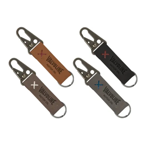 Leather keychain with an antique nickel carabiner and split ring.... from ASI 88060 Snugz/USA Inc / SnugZ USA®