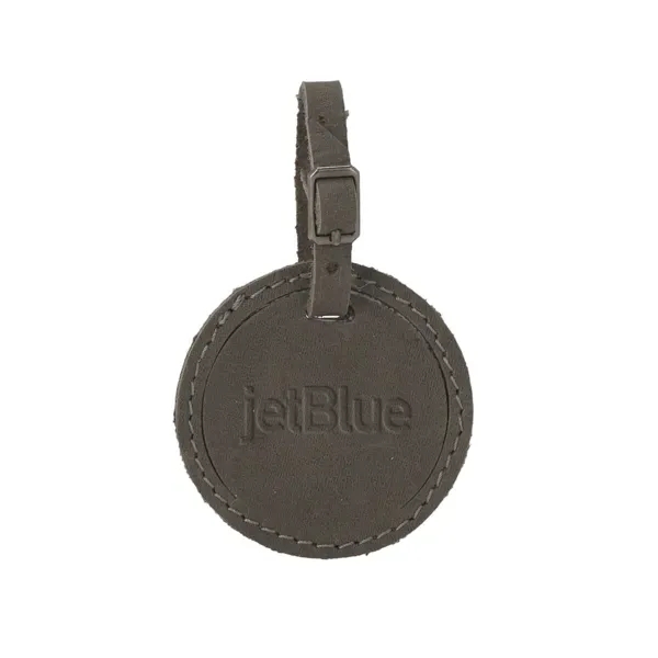 3" round leather luggage tag available in six colors with an... from ASI 88060 Snugz/USA Inc / SnugZ USA®
