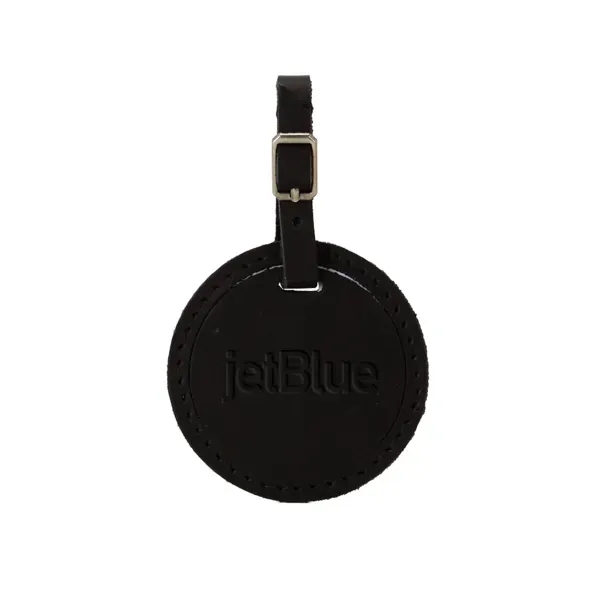 3" round leather luggage tag available in six colors with an... from ASI 88060 Snugz/USA Inc / SnugZ USA®