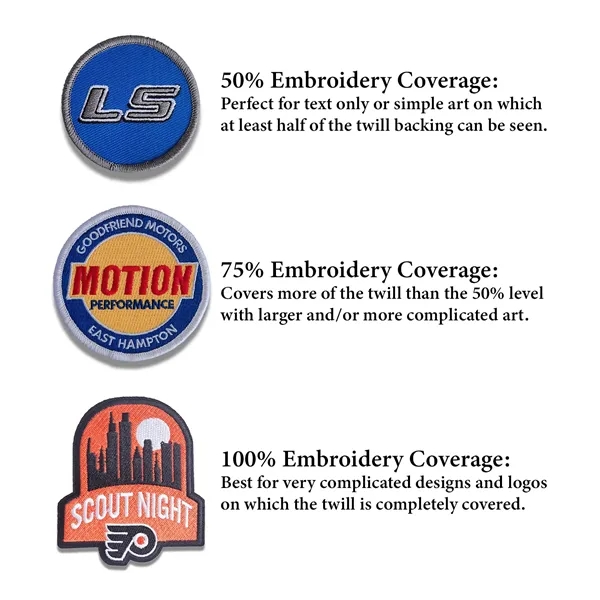 Premium custom embroidered patches.... from ASI 90859 Tempo Industries Inc / Tempoline