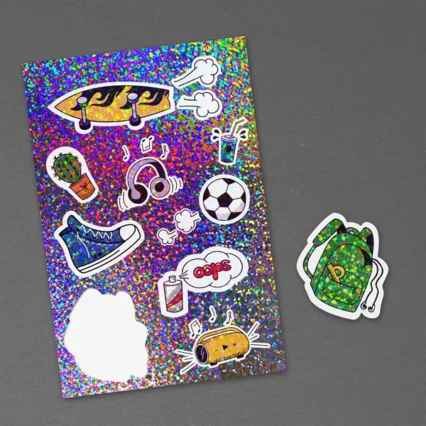 Full color 6" x 9" glitter sticker sheet.... from ASI 90807 Tekweld