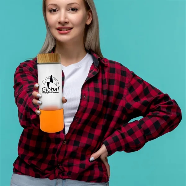 Bamboo Pattern 22 oz. Frosted Glass Grip Bottle... from ASI 30208 A P Specialties / AP Specialties