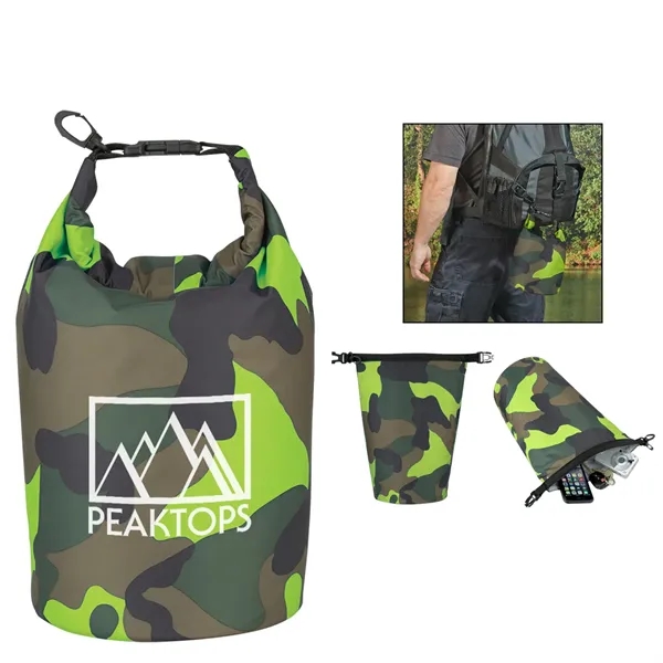 5-liter camo waterproof dry bag made of 210T ripstop polyester with... from ASI 61125 Hit Promotional Products / Hit®
