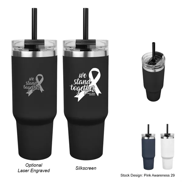 40-ounce tumbler with a handle, double-wall construction, screw-on and spill-resistant lid,... from ASI 61125 Hit Promotional Products / Hit®