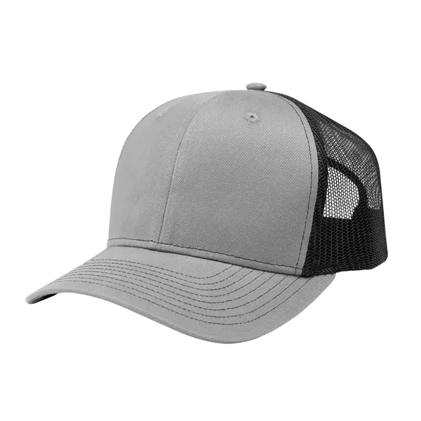 6 panel trucker hat with mesh backing and snap tab closure.... from ASI 61125 Hit Promotional Products / Hit®