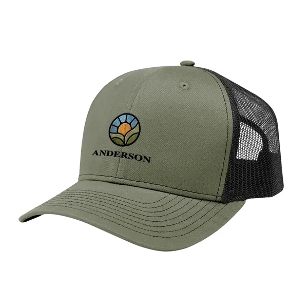 6 panel trucker hat with mesh backing and snap tab closure.... from ASI 61125 Hit Promotional Products / Hit®