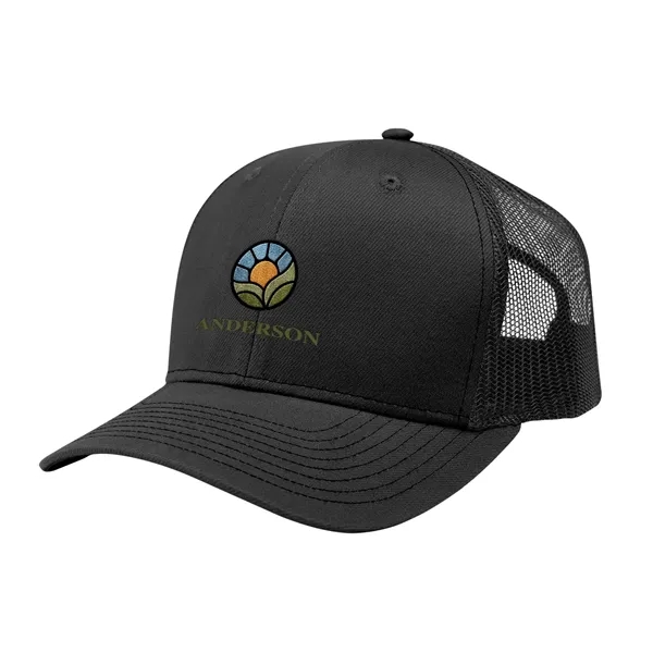 6 panel trucker hat with mesh backing and snap tab closure.... from ASI 61125 Hit Promotional Products / Hit®