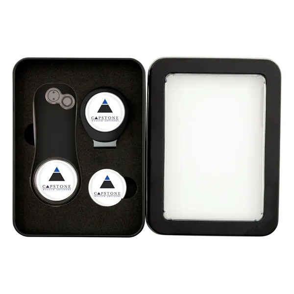 Golf gift set with divot fixer, hat clip and two ball... from ASI 52263 EMT