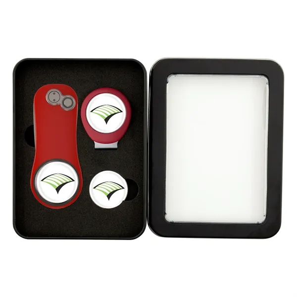 Golf gift set with divot fixer, hat clip and two ball... from ASI 52263 EMT