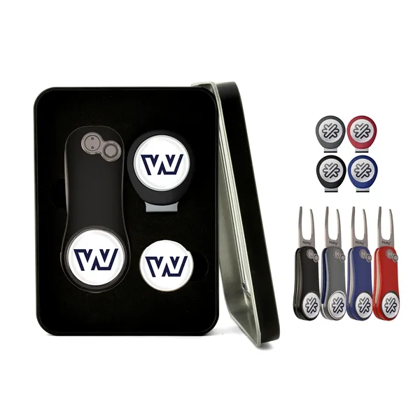 Golf gift set with divot fixer, hat clip and two ball... from ASI 52263 EMT
