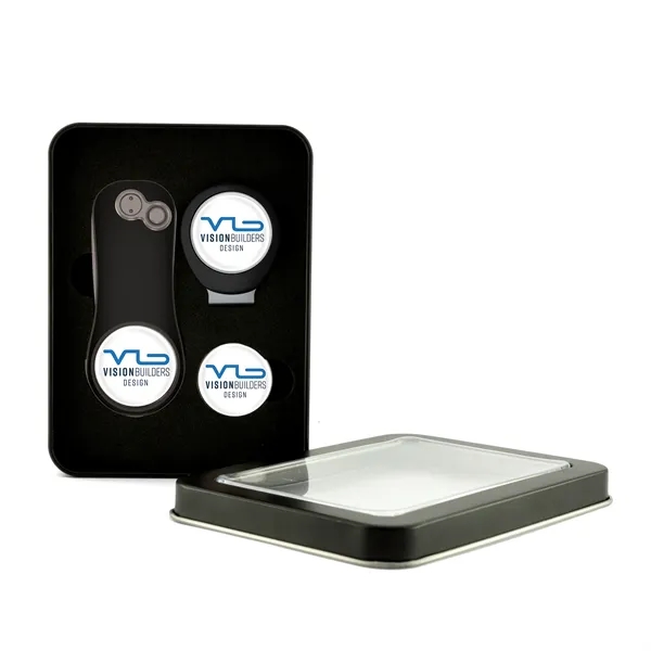 Golf gift set with divot fixer, hat clip and two ball... from ASI 52263 EMT