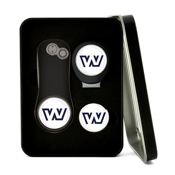 Golf gift set with divot fixer, hat clip and two ball... from ASI 52263 EMT