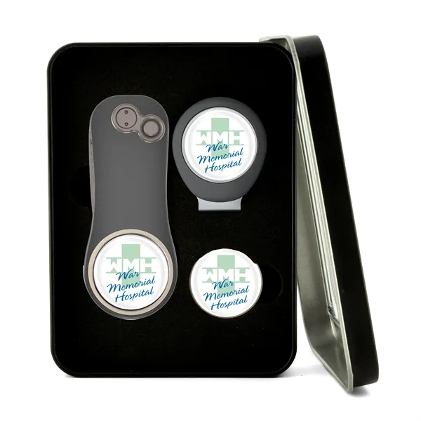 Golf gift set with divot fixer, hat clip and two ball... from ASI 52263 EMT