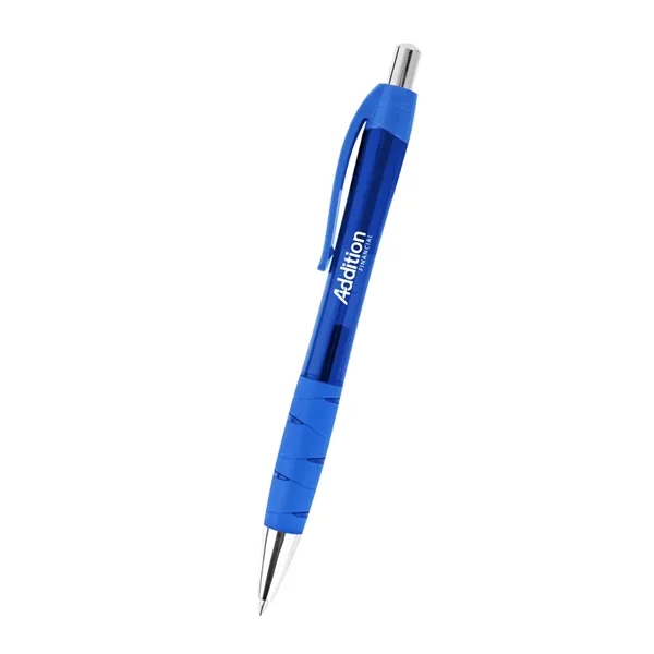 Plunger action ballpoint pen with rubber grip, made from recycled materials.... from ASI 61125 Hit Promotional Products / Hit®