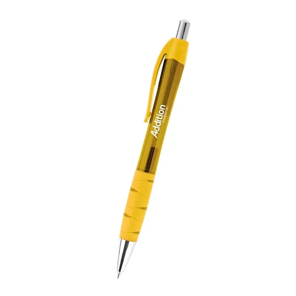 Plunger action ballpoint pen with rubber grip, made from recycled materials.... from ASI 61125 Hit Promotional Products / Hit®