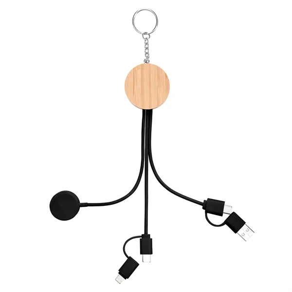 10-watt bamboo multi-charging cables keyring with watch dock.... from ASI 61125 Hit Promotional Products / Hit®