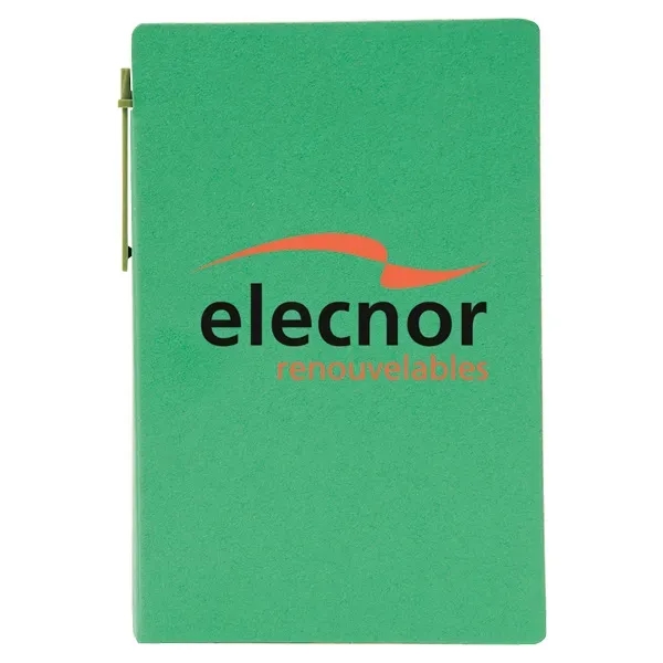 Recycled paper mini notebook, recycled cardboard ballpoint pen with plastic accent... from ASI 42920 Busrel Inc